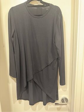 Tristan Black Long-Sleeve Asymmetric Tunic